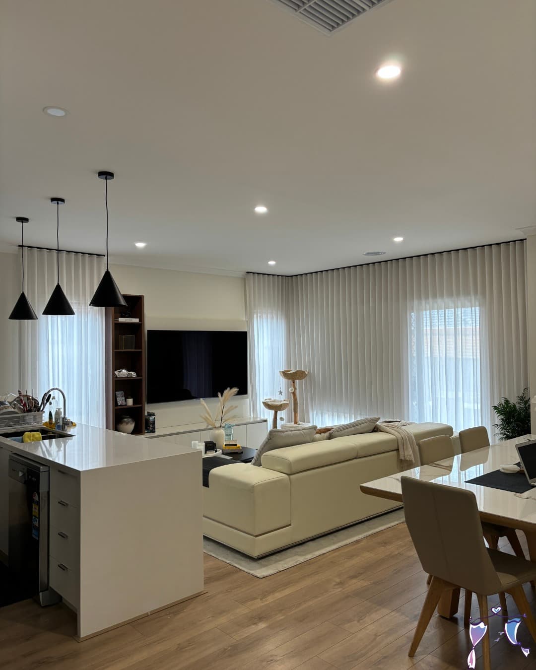 image showing beautiful house designed with custom made sheer curtains